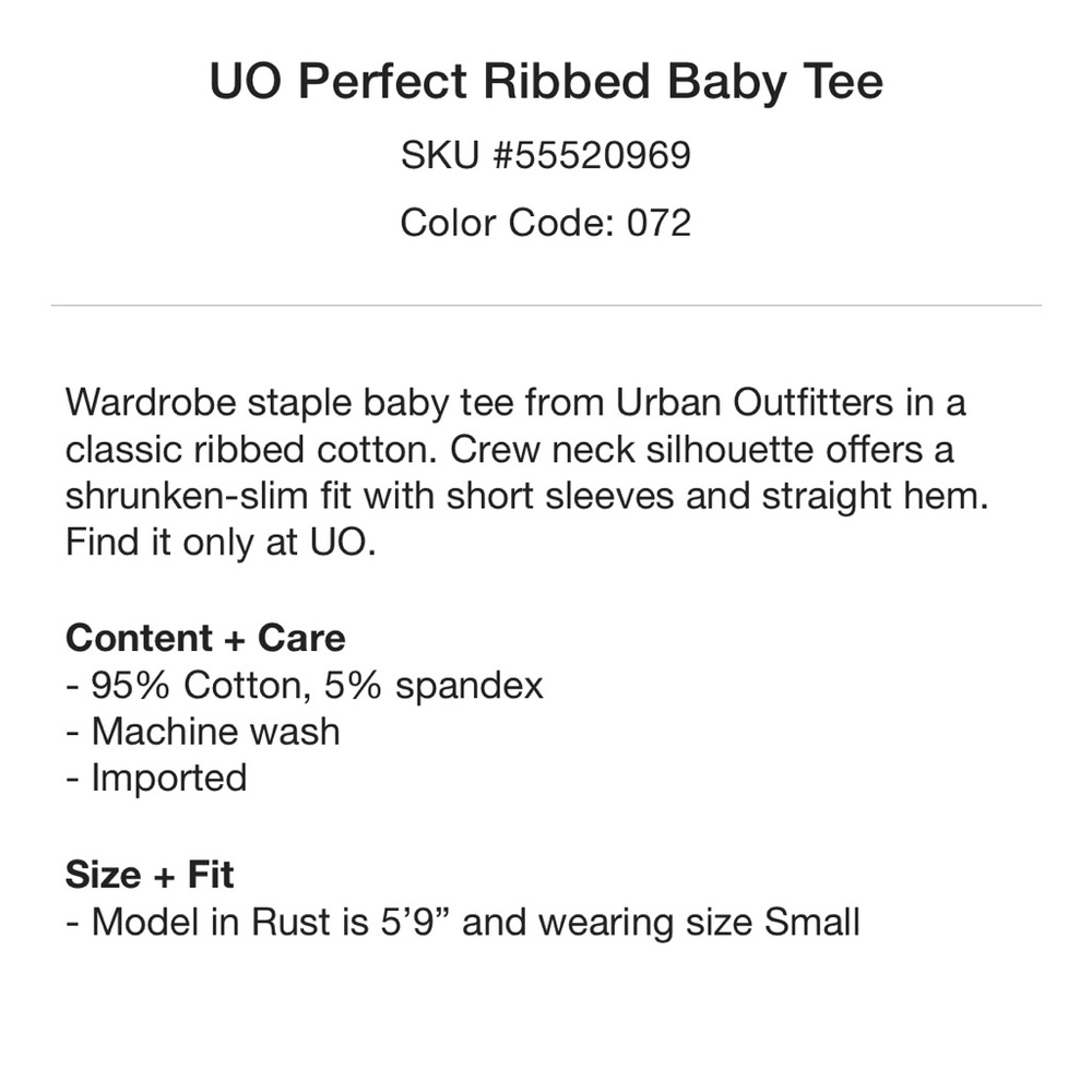 UO Ribbed Baby Tee - Picture 6 of 6